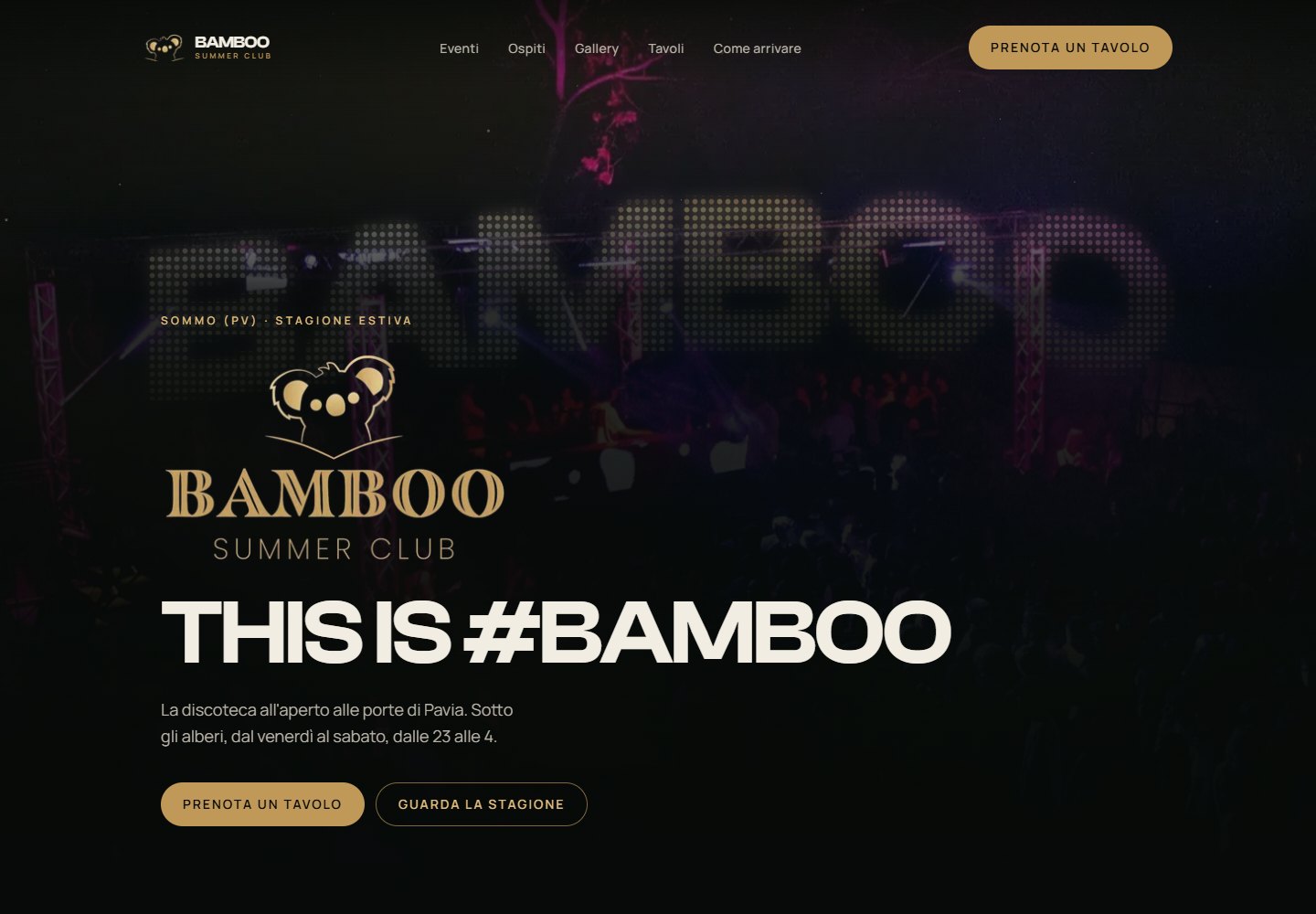 Bamboo Summer Club — screenshot del sito